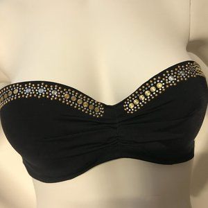 Victoria's Secret black gold silver diamonds embellished bra top 36B